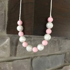 Play Necklace PinkNPearl - Silicone Pearl, Girl Jewelry, Toddler Necklace, Fidget Necklace, Sensory Necklace, Little Girl Gift, Dress Up
