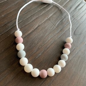 Play Necklace Mauve & Grey - Silicone Pearl Beads, Girl Jewelry, Sensory Necklace, Dress Up, Pretend Play, Girl Gift, Birthday Present