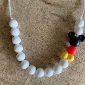 Play Necklace {RED Mouse Ears} - Silicone Pearl Beads, Girl Jewelry, Toddler Necklace, Kid Fidget, Sensory, Girl Gift, Travel, Vacation