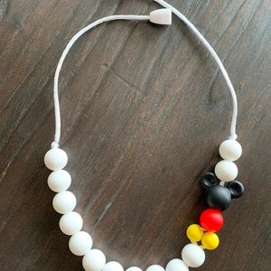 Play Necklace {RED Mouse Ears} - Silicone Pearl Beads, Girl Jewelry, Toddler Necklace, Kid Fidget, Sensory, Girl Gift, Travel, Vacation