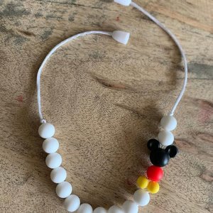 Play Necklace {RED Mouse Ears} - Silicone Pearl Beads, Girl Jewelry, Toddler Necklace, Kid Fidget, Sensory, Girl Gift, Travel, Vacation