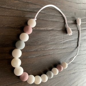 Play Necklace Mauve & Grey - Silicone Pearl Beads, Girl Jewelry, Sensory Necklace, Dress Up, Pretend Play, Girl Gift, Birthday Present