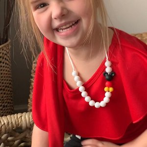 Play Necklace {RED Mouse Ears} - Silicone Pearl Beads, Girl Jewelry, Toddler Necklace, Kid Fidget, Sensory, Girl Gift, Travel, Vacation