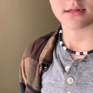 Kid's Necklace BLACK - Kids Play Necklace, Silicone Fidget Toy, Beach Bum Necklace, Boy Necklace, Birthday, Baseball, Beach Jewelry