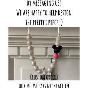 PINK Mouse Ears Play Necklace - Silicone Pearl Beads, Girl Jewelry, Toddler Necklace, Fidget Necklace, Sensory Necklace, Birthday Gift