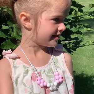 PINKY mod Kids’ Necklace - Sensory Jewelry, Girl Fidget Jewels, Silicone Beads, Girls Dress Up, Gift for Girl