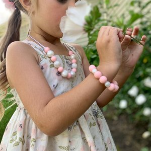 Play Jewelry Set PINKnPEARL - Silicone Pearl, Girl Jewelry, Toddler Necklace, Easter Basket Gift, Sensory Toy, Little Girl, Dress Up