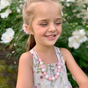 Play Necklace PinkNPearl - Silicone Pearl, Girl Jewelry, Toddler Necklace, Fidget Necklace, Sensory Necklace, Little Girl Gift, Dress Up