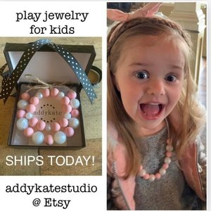 Play Jewelry Set PINKnPEARL - Silicone Pearl, Girl Jewelry, Toddler Necklace, Easter Basket Gift, Sensory Toy, Little Girl, Dress Up