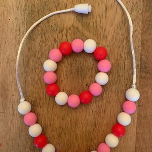 Play Jewelry Set {SWEETHEART} - Silicone Pearl, Toddler Necklace Bracelet, Fidget Toy, Sensory, Valentine Gift, Little Girl Val Day