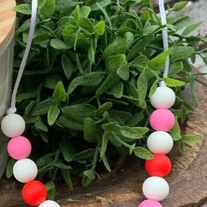 Play Necklace {SWEETHEART} - Silicone Pearl, Toddler Necklace for Kids, Fidget Toy, Sensory Child, Valentine Gift, Little Girl Val Day
