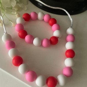 Play Jewelry Set {SWEETHEART} - Silicone Pearl, Toddler Necklace Bracelet, Fidget Toy, Sensory, Valentine Gift, Little Girl Val Day