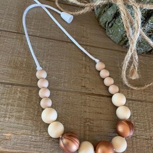 Necklace {BRONZE} for Kids, Sensory Jewelry, Girl Fidget Jewels, Silicone Beads, Girls Dress Up, Toddler Gift, Fidget Toy, Birthday