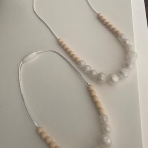 Necklace (2 PC) MOMMY & ME Pearl Set - Silicone Bead, Sensory Jewels, Birthday Girl Present, Dress Up, Mother's Day, Mom Gift