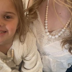 Necklace (2 PC) MOMMY & ME Pearl Set - Silicone Bead, Sensory Jewels, Birthday Girl Present, Dress Up, Mother's Day, Mom Gift