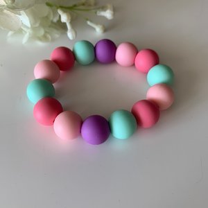 Stretch Bracelet {PARTYTIME} for Kids - Silicone Beads, Toddler Bracelet, Fidget Toy, Sensory, Easter Basket Gift, Little Girl, Birthday