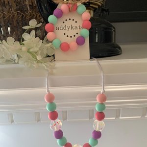 Play Jewelry Set {PARTYTIME} - Toy Silicone Beads, Girl Jewelry, Toddler Necklace, Gift, Little Girl, Dress Up, Birthday Present