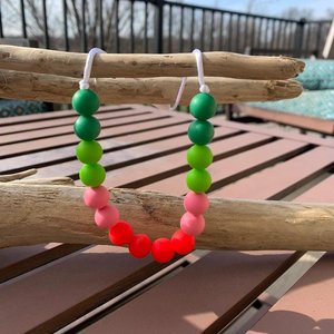 Play Necklace WATERMELON - Silicone Pearl Beads, Girl Jewelry, Sensory Necklace, Dress Up, Pretend Play, Girl Gift, Fidget Jewels