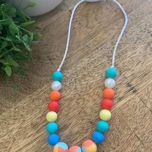 Play Necklace {BEACHBALL} - Silicone Colorful Beads, Girl Jewelry, Sensory Necklace, Dress Up, Pretend Play, Girl Gift, Fidget Jewels, Beach