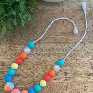 Play Necklace {BEACHBALL} - Silicone Colorful Beads, Girl Jewelry, Sensory Necklace, Dress Up, Pretend Play, Girl Gift, Fidget Jewels, Beach