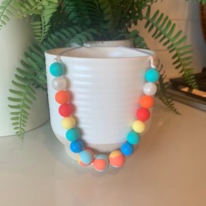 Play Necklace {BEACHBALL} - Silicone Colorful Beads, Girl Jewelry, Sensory Necklace, Dress Up, Pretend Play, Girl Gift, Fidget Jewels, Beach