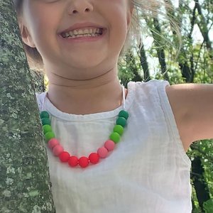 Play Necklace WATERMELON - Silicone Pearl Beads, Girl Jewelry, Sensory Necklace, Dress Up, Pretend Play, Girl Gift, Fidget Jewels