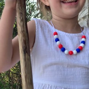Kids’ Necklace Red White & Blue - Independence Day USA, Girl Jewelry, Toddler Necklace, Patriotic Necklace, 4th of July Necklace