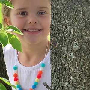 Play Necklace {BEACHBALL} - Silicone Colorful Beads, Girl Jewelry, Sensory Necklace, Dress Up, Pretend Play, Girl Gift, Fidget Jewels, Beach