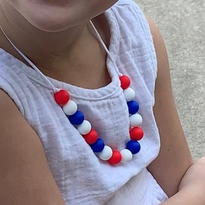 Kids’ Necklace Red White & Blue - Independence Day USA, Girl Jewelry, Toddler Necklace, Patriotic Necklace, 4th of July Necklace