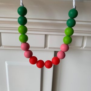 Play Necklace WATERMELON - Silicone Pearl Beads, Girl Jewelry, Sensory Necklace, Dress Up, Pretend Play, Girl Gift, Fidget Jewels