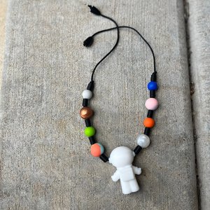 OUTERSPACE Fidget Necklace - Play Necklace Kids, Silicone Toy, Astronaut, Planets, Space, Boy Sensory Necklace, Fidget, Infiniti Beyond
