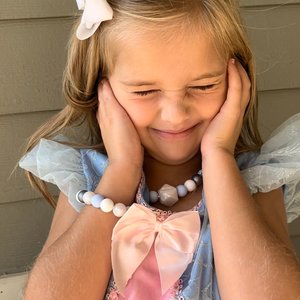 Jewelry Set {GLASS SLIPPER} - Kids Play Necklace & Bracelet, Silicone Pearl, Girl Jewelry, Princess Dress Up, Stocking, Birthday Gift