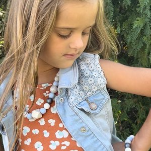 Jewelry Set {GLASS SLIPPER} - Kids Play Necklace & Bracelet, Silicone Pearl, Girl Jewelry, Princess Dress Up, Stocking, Birthday Gift