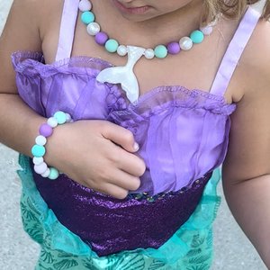 Jewelry Set {UNDER THE SEA} - Kids Play Necklace & Bracelet, Silicone Pearl, Girl Jewelry, Princess Dress Up, Stocking, Birthday Gift