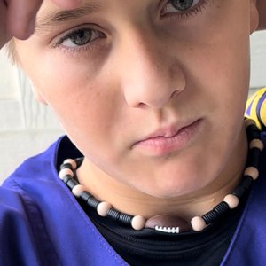 Kid's Necklace {TOUCHDOWN} - Kids Play Necklace, Silicone Fidget Toy, Boy Sport, Birthday Gift, Football, Guy Jewelry, Stocking Stuffer