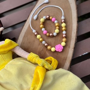 Jewelry Set {BEAUTY} - Kids Play Necklace & Bracelet, Silicone Pearl, Girl Gift, Princess Dress Up, Birthday, Christmas, Stocking Stuffer