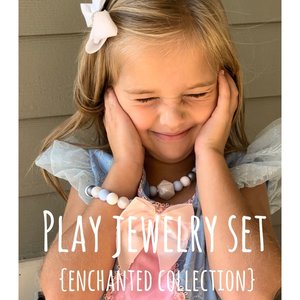 Jewelry Set {GLASS SLIPPER} - Kids Play Necklace & Bracelet, Silicone Pearl, Girl Jewelry, Princess Dress Up, Stocking, Birthday Gift