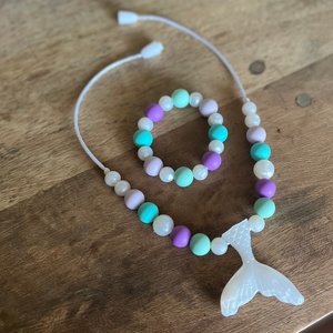 Jewelry Set {UNDER THE SEA} - Kids Play Necklace & Bracelet, Silicone Pearl, Girl Jewelry, Princess Dress Up, Stocking, Birthday Gift
