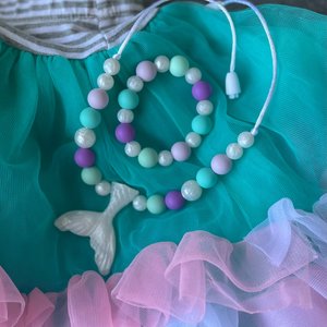 Jewelry Set {UNDER THE SEA} - Kids Play Necklace & Bracelet, Silicone Pearl, Girl Jewelry, Princess Dress Up, Stocking, Birthday Gift