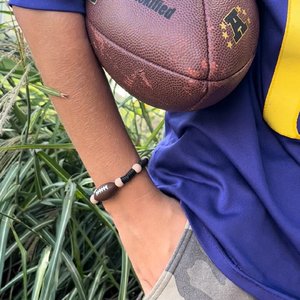 Kid's Gift Set {TOUCHDOWN} Stretch Bracelet & Necklace, Play Fidget Toy, Boy Sport, Birthday Gift, Football, Guy Jewelry, Stocking Stuffer