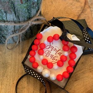 Play Jewelry Set SANTA BABY - Silicone Pearl, Toddler Necklace Bracelet, Fidget Toy, Sensory, Stocking Stuffer, Christmas Present