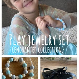Jewelry {ICE PRINCESS} Set - Kids Play Necklace & Bracelet, Silicone Pearl, Girl Jewelry, Princess Dress Up, Stocking, Birthday Gift