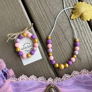 Jewelry {RAPUNZEL} Set - Kids Play Necklace & Bracelet, Silicone Pearl, Girl Jewelry, Princess Dress Up, Stocking, Birthday Gift