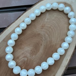 Designer Dog Necklace {PEARL} - New Puppy, Elastic Stretch Jewelry, Metallic Shimmer Silicone Beads, Doggy Collar, Accessory Gift, Birthday