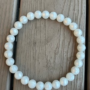 Designer Dog Necklace {PEARL} - New Puppy, Elastic Stretch Jewelry, Metallic Shimmer Silicone Beads, Doggy Collar, Accessory Gift, Birthday