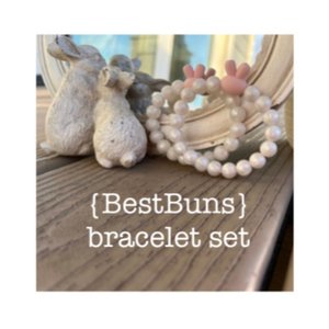 Bracelet Set {BestBUNS} - Kids Pearl Play Bracelet, Silicone Stretch Bracelet, Little Girl Gift, Sisters, Best Friends, Easter Basket