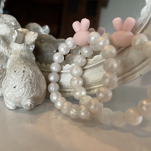 Bracelet Set {BestBUNS} - Kids Pearl Play Bracelet, Silicone Stretch Bracelet, Little Girl Gift, Sisters, Best Friends, Easter Basket