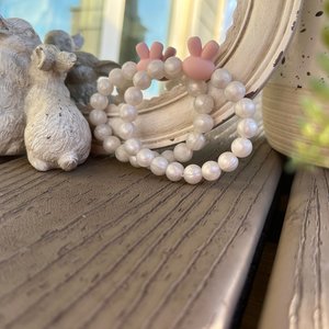 Bracelet Set {BestBUNS} - Kids Pearl Play Bracelet, Silicone Stretch Bracelet, Little Girl Gift, Sisters, Best Friends, Easter Basket