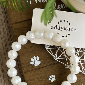 Designer Dog Necklace {DAINTY PEARL} - Stretch Collar, Silicone Beads, Teacup Pup, New PUPPY Jewels, Pearls, Doggy Accessory, Gift