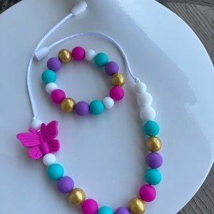 Play Jewelry {BUTTERFLY} Necklace + Bracelet Gift Set - Silicone Fidget Toy, Enchanted Collection, Dress Up, Gift ENCANTO-Inspired